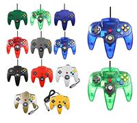 Lot de 2 manettes filaires pour Nintendo 64 N64 Couleur au choix Pour manette de jeu Joypad (vert/bleu transparent)