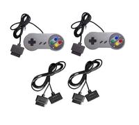 Lot de 2 manettes rétro + 2 rallonges de 1,8 m - Compatible avec SNES / Super Nintendo - Lot de 2 manettes de jeu pour consoles classiques 16 bits