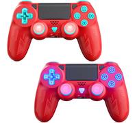 Lot De 2 Manettes Rvb Sans Fil Pour P4, Manette De Jeu Dual Vibration Avec Turbo/Touch Pad/Led/Jack Audio 3,5 Mm Pour P-4/Pro/Slimpc/Ios/Android