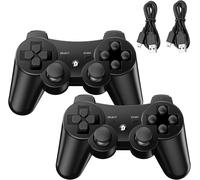 Lot De 2 Manettes Sans Fil Pour Ps3 Avec Double Choc, Bluetooth, Télécommande Rechargeable, Avec 2 Câbles De Charge