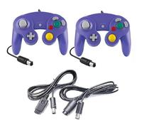 Lot de 2 manettes violettes + câble d'extension pour Nintendo Game Cube Manette Violet GC Extension Extansion Nintendo Wii Cable