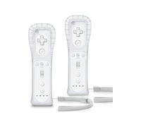 Lot de 2 manettes Wii avec étui en silicone et dragonne, télécommande Wii pour Wii/Wii U - Blanc