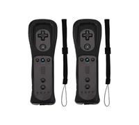 Lot de 2 manettes Wii avec étui en silicone et dragonne, télécommande Wii pour Wii/Wii U - Noir