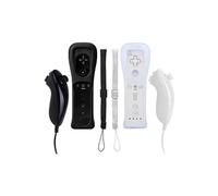 Lot de 2 manettes Wii et manettes Nunchuck avec étui en silicone pour console Nintendo Wii et Wii U (non Motion Plus) Noir et blanc