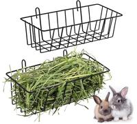Lot de 2 mangeoires à foin en métal pour lapin, support à foin suspendu, support de stockage pour cochons d'Inde, chinchillas, furet et petits animaux, noir, 23 x 10 x 7,5 cm - Ling
