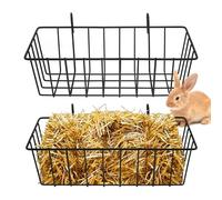 Lot de 2 mangeoires à foin pour lapin, cochon d'Inde, cage en fer noir pour furet, lapin, cochon d'Inde, petit animal