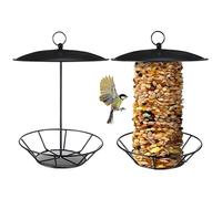 Lot de 2 mangeoires à oiseaux à suspendre pratiques et faciles à installer - Construction en métal pour le placement du jardin - Mangeoire d'observation des oiseaux