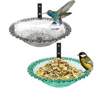Lot De 2 Mangeoires À Oiseaux Murales Terrasse d'arbre Bac De Bain Transparent À Suspendre for Attirer Les Oiseaux Sauvages,Installées sur des Clôtures en Bois,des Arbres,des Terrasses,des Murs