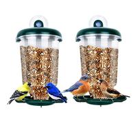 Lot de 2 mangeoires à oiseaux pour fenêtre avec ventouses puissantes et boîte à graines amovible pour oiseaux sauvages, cardinal, Bluebird