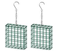 Lot de 2 mangeoires à suif carrées en fer résistant aux écureuils, support pour oiseaux à suspendre avec chaîne pour jardin, balcon, porche et arbres, peut contenir du suif ou du pain