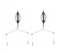 Lot de 2 mangeoires de pêche à la carpe avec support, méthodes en ligne, appâts, cage, plombs, matériel de pêche et accessoires