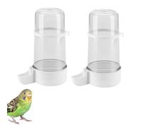 Lot de 2 mangeoires d'eau automatiques à suspendre pour perroquet, perruche, calopsitte (blanc)