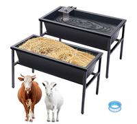 Lot de 2 mangeoires et abreuvoirs à eau avec valve flottante à remplissage automatique en acier inoxydable pour chèvre, mouton, cheval, cochon, bétail, alpaga, grands chiens