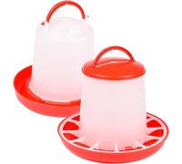 Lot de 2 mangeoires et abreuvoirs automatiques en plastique pour poules et cailles