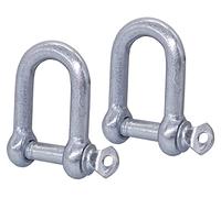 Lot de 2 manilles en acier galvanisé 10 mm, clip de manille avec goupille - Anneau en D - Gréement robuste (2 pièces, 10 mm)
