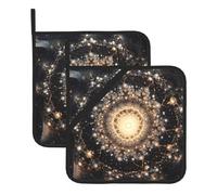 Lot de 2 maniques carrées Quantum Mandala résistant à la chaleur 20,3 x 20,3 cm : tissus de qualité, anti-brûlure et faciles à nettoyer