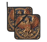 Lot de 2 maniques carrées résistantes à la chaleur Heraldic Griffin Prints 20,3 x 20,3 cm : tissus de qualité, anti-brûlure et faciles à nettoyer