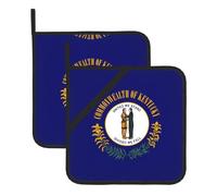 Lot de 2 maniques carrées résistantes à la chaleur Motif drapeau du Kentucky 20,3 x 20,3 cm : tissus de qualité, anti-brûlure et faciles à nettoyer