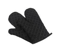 Lot de 2 maniques cuisine antidérapantes en silicone et coton, 1 paire d'ustensiles résistants à la chaleur(Black 2pcs)