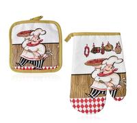 Lot de 2 Maniques Cuisine, Gant Four Anti Chaleur, 100% Coton Maniques Cuisine Gant Four, Gants de Cuisine pour Grillades, Cuisine, PâTisserie