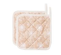 Lot de 2 maniques de cuisine rose saumon Posy Cosy en coton 15 x 15 cm, fabriqué en Italie, impression numérique, tissu super doux 100 % coton, lavage max 30 °C