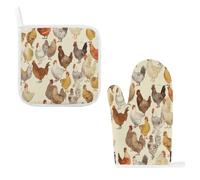 Lot de 2 maniques et maniques A Brood of Chickens