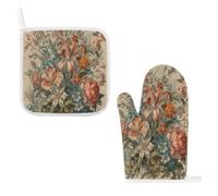 Lot de 2 maniques et maniques décoratives Motif fleurs