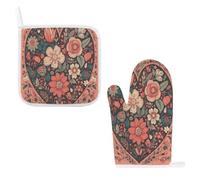 Lot de 2 maniques et maniques en forme de cœur avec fleurs