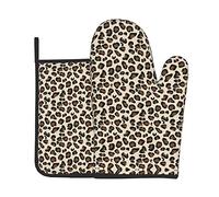 Lot de 2 maniques et maniques imperméables à motif léopard pour la cuisine, la pâtisserie, les grillades