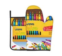 Lot de 2 maniques et maniques imprimées (boîte à crayons mignons) - Résistantes à la chaleur - Pour cuisine, pâtisserie, grillades - Intérieur et extérieur