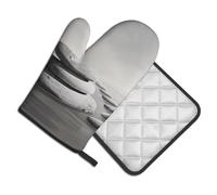 Lot de 2 maniques et maniques - Motif pierres zen grises imprimées - Résistants à la chaleur - Pour la cuisine, la pâtisserie, les grillades
