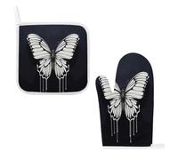 Lot de 2 maniques et maniques papillon noir et blanc
