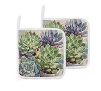 Lot de 2 maniques pour plantes vertes - Résistants à l'eau - Gants de cuisine antidérapants - Tapis de casserole carré avec boucle de suspension - Dessous de verre pour la cuisson