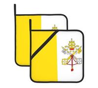 Lot de 2 maniques résistantes à la chaleur avec motif drapeau du Vatican pour pâtisserie, barbecue, micro-ondes