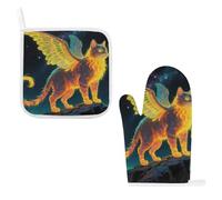 Lot de 2 maniques Strange Creature en coton résistant à la chaleur avec boucles de suspension, maniques de cuisine antidérapantes pour la cuisine, la pâtisserie, la protection du comptoir