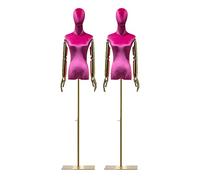 Lot de 2 mannequins de couture réglables pour femme (135-210 cm) avec bras et tête amovibles, base rectangulaire en métal, idéal pour la présentation de vêtements, de bijoux et de couture (c