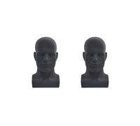 Lot de 2 mannequins professionnels pour homme pour présentation de perruques, chapeaux, casque (noir mat)