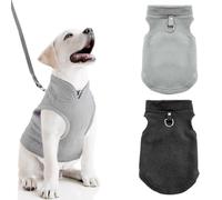 Lot de 2 manteaux d'hiver pour petits chiens - Manteau d'hiver pour petits chiens - Veste polaire avec anneau en D - Vêtement pour l'intérieur et l'extérieur - S, noir + gris