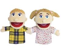 Lot de 2 marionnettes à main familiales pour enfants, comprend grand-père, grand-mère, papa, maman, fille, fils avec bouche ouverte mobile, parfait pour le narration, l'enseignement, la maternelle
