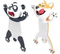Lot de 2 marque-pages 3D en forme d'animal de dessin animé - Cadeau idéal pour les enfants, les étudiants, les adolescents, les garçons et les filles - Fournitures de bureau pour aider à lire