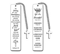 Lot de 2 marque-pages chrétiens en acier inoxydable en forme de croix pour la Bible, cadeaux inspirants pour homme et femme, baptême, communion, confirmation, Pâques, souvenir religieux, école du