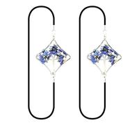 Lot de 2 marque-pages élastiques en forme d'arbre - Bande élastique en forme de losange - Vintage - En métal - Pierre de cristal teintée - Lapis Lazuli Chakras - Marqueur de page porte-bonheur