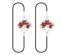 Lot de 2 marque-pages élastiques en forme d'arbre - Bande élastique en forme de losange - Vintage - En métal - Pierre de cristal - Jaspe rouge - Chakras - Marqueur de page