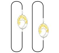 Lot de 2 marque-pages élastiques en métal - Forme ovale - Pendentif en perles - Pierre de guérison - Topaze vintage