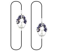 Lot de 2 marque-pages élastiques hexagonaux en forme d'arbre de vie en lapis-lazuli teints 7 chakras