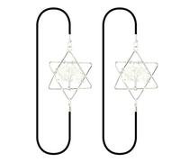 Lot de 2 marque-pages élastiques pour carnet de notes - Étoile de David 7 chakras - Arbre de vie - Pierre porte-bonheur - Quartz transparent
