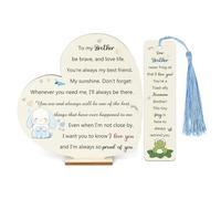 Lot de 2 marque-pages en bois avec inscription « Brother Gifts » en forme de lapin - Cadeau inspirant pour remise de diplôme - Cadeau de Noël - Famille - Hommes, adolescents, garçons - Marque-page