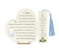 Lot de 2 marque-pages en bois pour fils - Cadeau inspirant pour remise de diplôme - Cadeau de Noël - Famille - Hommes, adolescents et garçons - Marque-page pour encourager Pâques Nouvel An - Soyez