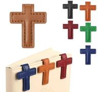 Lot de 2 marque-pages en cuir - Croix religieuse chrétienne - Verset religieux de la Bible - Clips pour femmes et hommes - Cadeaux de lecture