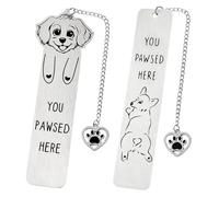 Lot de 2 marque-pages en forme de chien pour lire les femmes, les femmes, les hommes, les adolescents, marque-pages amusants en métal pour lecteurs, bibliophiles et amoureux des chiens